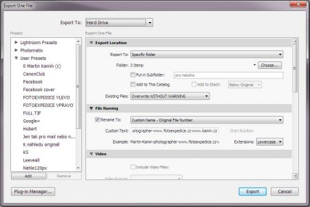 Nové exportní nastavení Adobe Lightroom